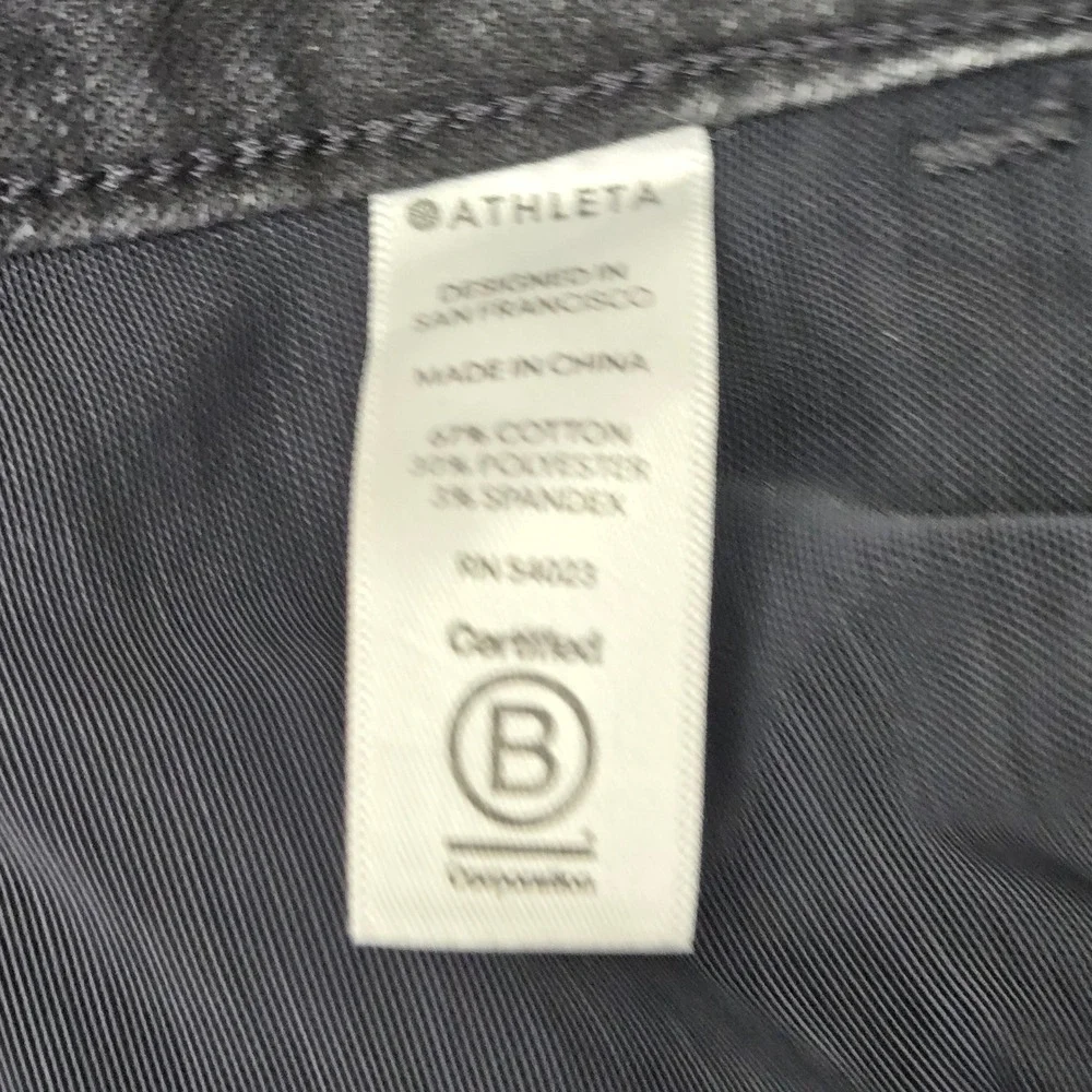 Athleta Sculptek Skinny Jeans Black Carbon Faded Ankle Zip‎ Denim Womens 6